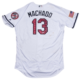 2017 Manny Machado Team Issued & Signed Baltimore Orioles Independence Day Home Jersey (MLB Authenticated, Beckett) 